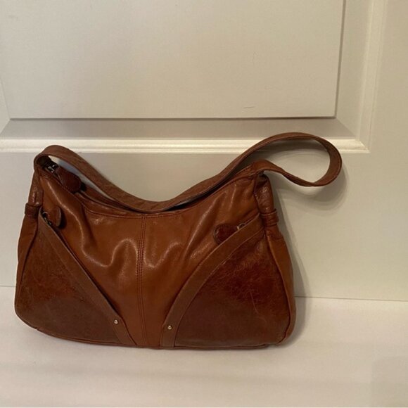 OSGOODE MARLEY BAG SHOULDER BROWN LEATHER SOFT TEXTURED SMOOTH ZIP TOP - Picture 2 of 13